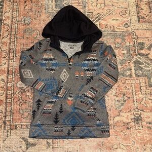 Trendy Gray and Blue Patterned Kids Hoodie